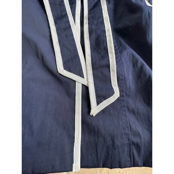 Banana Republic Trench Coat Navy White Ribbon Trim Belted Pocket Women size S - Picture 8 of 13
